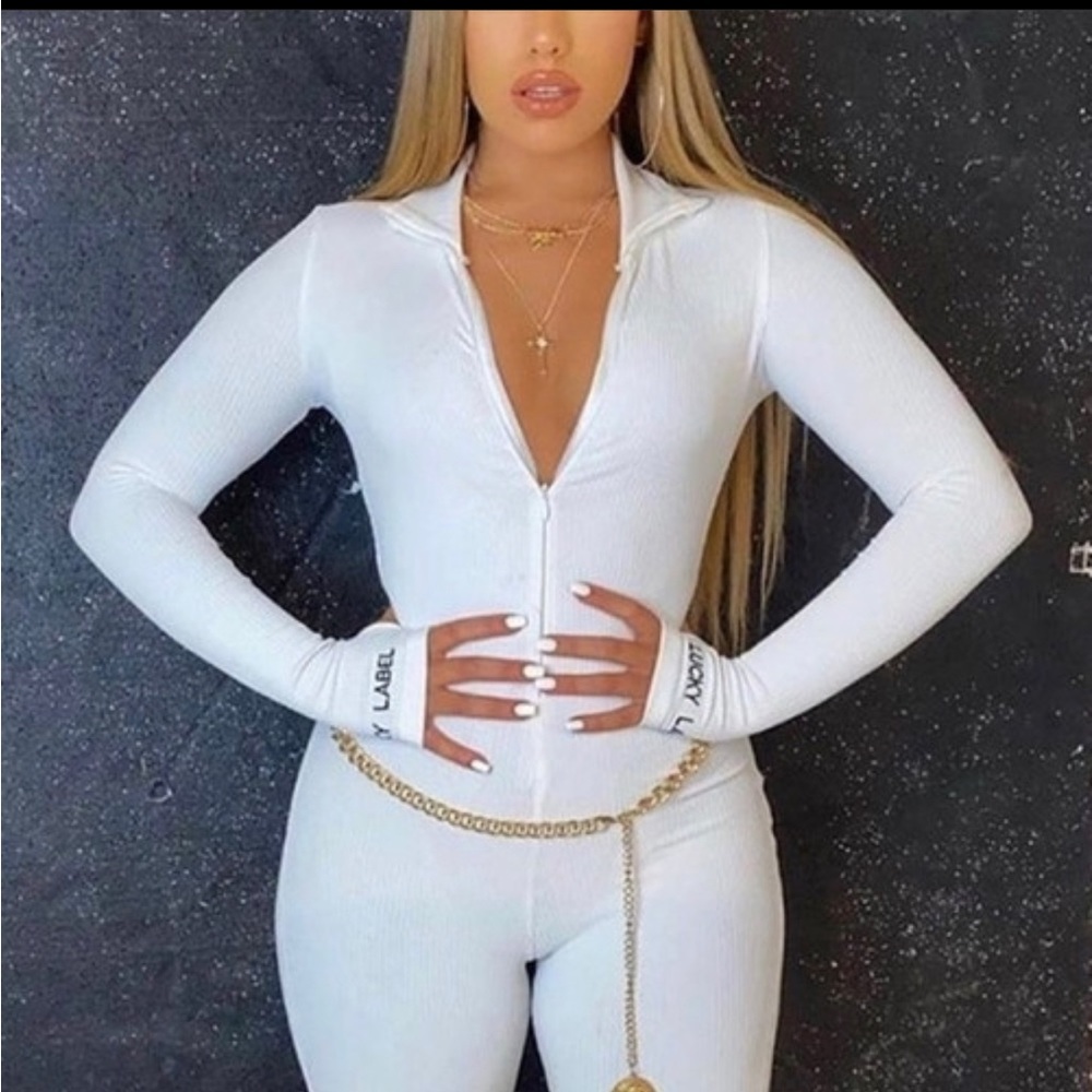 Lucky Label White Ribbed Jumpsuit